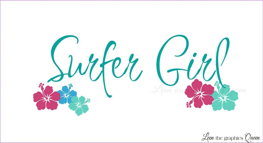 surfer girl with bibiscus
