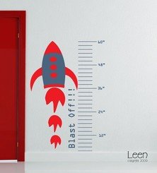 Blast Off Rocket Growth Chart Vinyl Wall Art Decal
