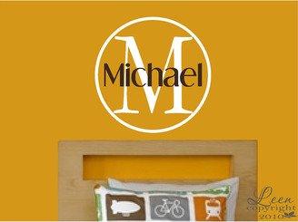 Circle Name Initial Monogram Wall Decal