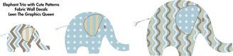 Elephant Trio Wall Decals Patterned Fabric Wall Decals