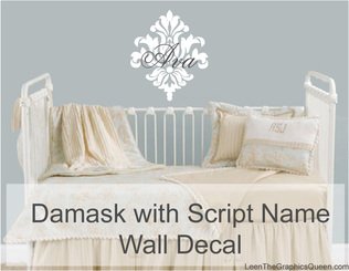 Damask with Script Name Monogram Wall Decal