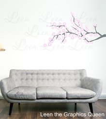 Double Flower Cherry Blossom Branch Wall Decal