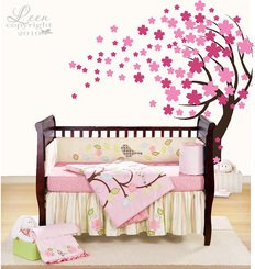 Flower Tree in the Wind Vinyl Wall Decal