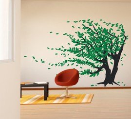 Huge Tree Blowing in the Wind Vinyl Wall Decal
