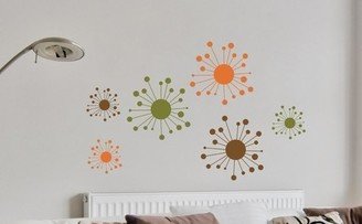 Retro Funky Starbursts Wall Decals orange olive brown decor