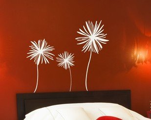 Three Large Flowers Vinyl Wall Decal Set