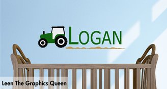 Tractor Wall Decal with Childs Name Wall Decal