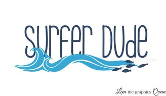 Surfer Dude Vinyl Wall Decal with Waves and Fish