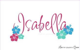 Surfer Name with Hibiscus Vinyl Wall Decal