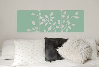 Three Panel Leaves and Branches Vinyl Wall Decal