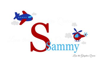 Airplane Wall Decal with Childs Name Plane Helicopter Monogram Wall Decal