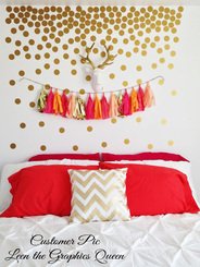 Gold Dots Shaped Wall Decals Set of 200 decals Nursery Kid Room Decor