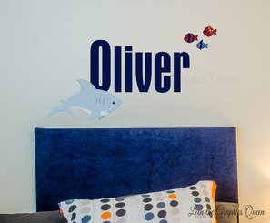 Shark Name Monogram Wall Decal Fish 