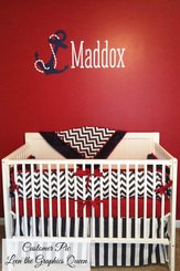 Vinyl Wall Decal Monogram Name with Anchor Shape