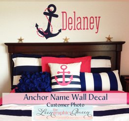 hot pink and dark blue nautical teen girl room