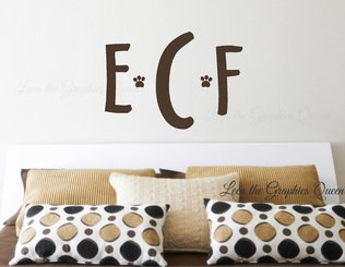 Puppy Dog Paw Print Monogram Wall Decal