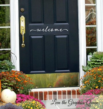 Script Style Welcome Front Door Vinyl Wall Decal