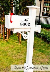 Mailbox House Script Style Number Vinyl Decals 