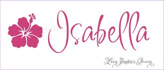 Door Size Name with Hibiscus Vinyl Wall Decal