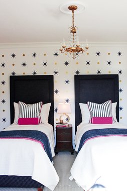 Stars and Dots Decorative Wall Decals navy blue gold teen room