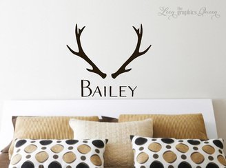 Deer Antler Name Wall Decal