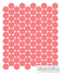 Coral Colored Circle Polka Dot Wall Decals • Peel and Stick Set of 100 