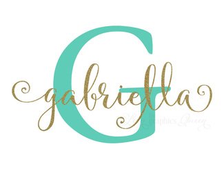 Name Wall Decal Script Lettering Small, gold mint