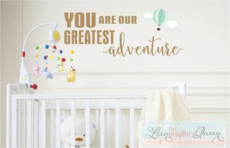 You are our Greatest Adventure Wall Decal with Hot Air Balloon
Nursery Wall Art, Tan and Aqua Blue