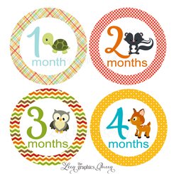Gender Neutral Baby Month Stickers Woodland Animals