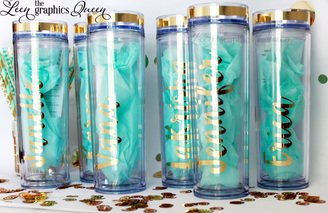 For bachelorette party Personalized Skinny Tumbler Travel Cup Gold Foil name