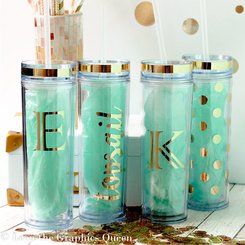 Monogrammed Initial Skinny Tumbler Travel Cup Gift Idea