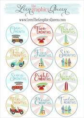 Baby Month Stickers Surfer Beach Babe Stickers