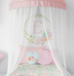 Pink Coral Wreath Wall Decal with Monogram