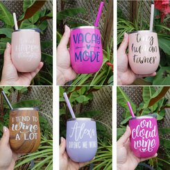 Metal Curvy Wine Tumbler Travel Cup Fun Saying